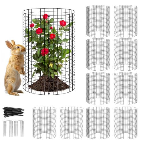 10 Pack Plant Protector from Animals Wire Mesh Plant Cages for Garden Sturdy Metal Plant Protectors to Keep Rabbits Squirrels and Animals Out Ideal for Flowers Outdoor Plants (13 x 13)