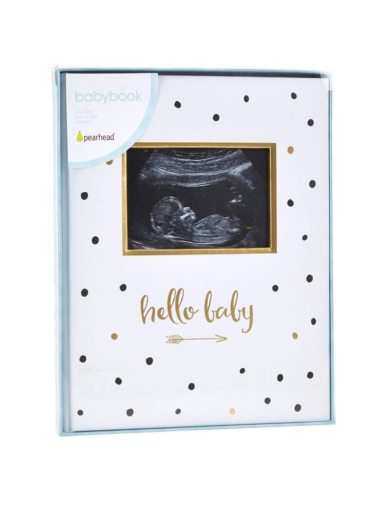 Pearhead First 5 Years Baby Memory Book with Sonogram Photo Insert, Black and Gold Polka Dot, Baby Keepsake Memory Book - Image 2