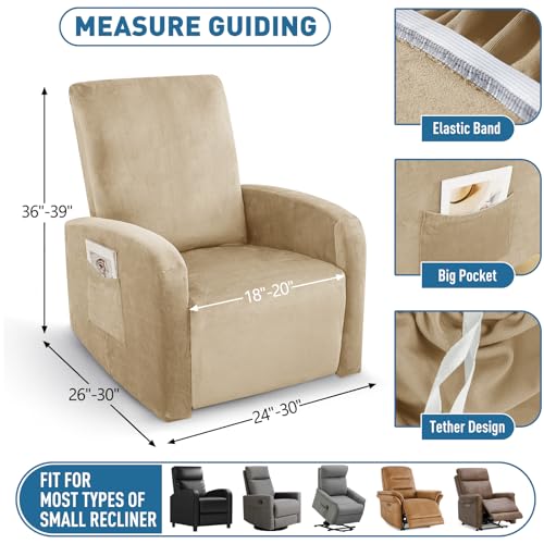 Image of ZNSAYOTX 2026 Velvet Small Recliner Cover 3-Piece, Luxury Plush Recliner Chair Covers with Elastic Band & Ties Stay in Place, Stretch Reclining Slipcover for Lazy Boy Soft Washable (Camel)