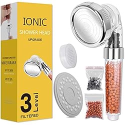 Alcachofa Ducha Iones Magichome Alcachofa de Ducha Ionica de Alta Presiòn, 3 Modos, Cabezal de Ducha Desmontable Portátil con Ahorro de Agua.