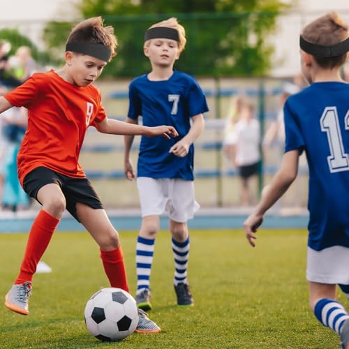Image of 3 PCS Black Soccer Headbands for Boys, Cooling Headband, Soft Breathable Baseball Headband, Sports Headband for Football Running Basketball Tennis