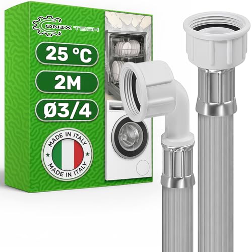 Tuyau Machine à Laver et Lave Vaisselle 2m pour Arrivee D'eau avec Soupapes Ø 3/4