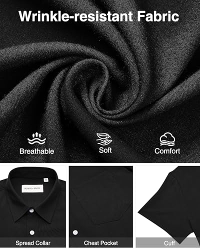 Image of Alimens & Gentle Mens Linen Shirts Short Sleeve Button Down Shirts Wrinkle Free Casual Vacation Beach Summer Tops