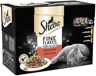 Sheba Fine Flakes in Jelly  Fish Collection  Wet cat food pouches for adult cats  (40 x 85 g)