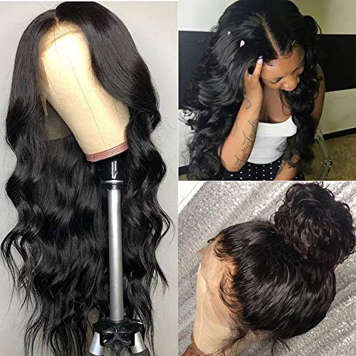 ISEE Hair Young 150% Density Brazilian Body Wave Lace Front Wigs Human Hair Glueless Lace Front Human Hair Wigs For Women Black Pre Plucked Unprocessed 8A Virgin Brazilian Hair Wig (24'')