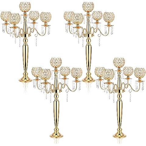 Tessco 4 Pcs 5 Arm Crystal Candelabra Cover