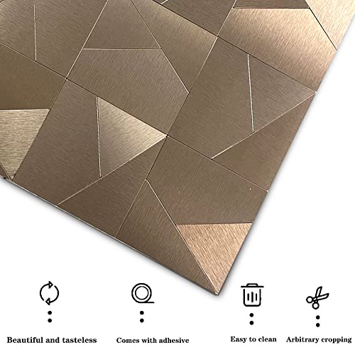 Ymmxge Peel And Stick Metal Backsplash For Kitchen, Self Adhesive Aluminum Mosaic 3D Wall Sticker Panel 11.81"X11.81"X0.12" (7, Copper) #TOP4