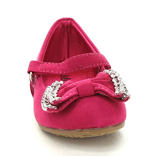Jelly Beans Yoyoma Toddlers Little Girls Glitter Bow Ballerina Falt Shoes,Fuchsia,53