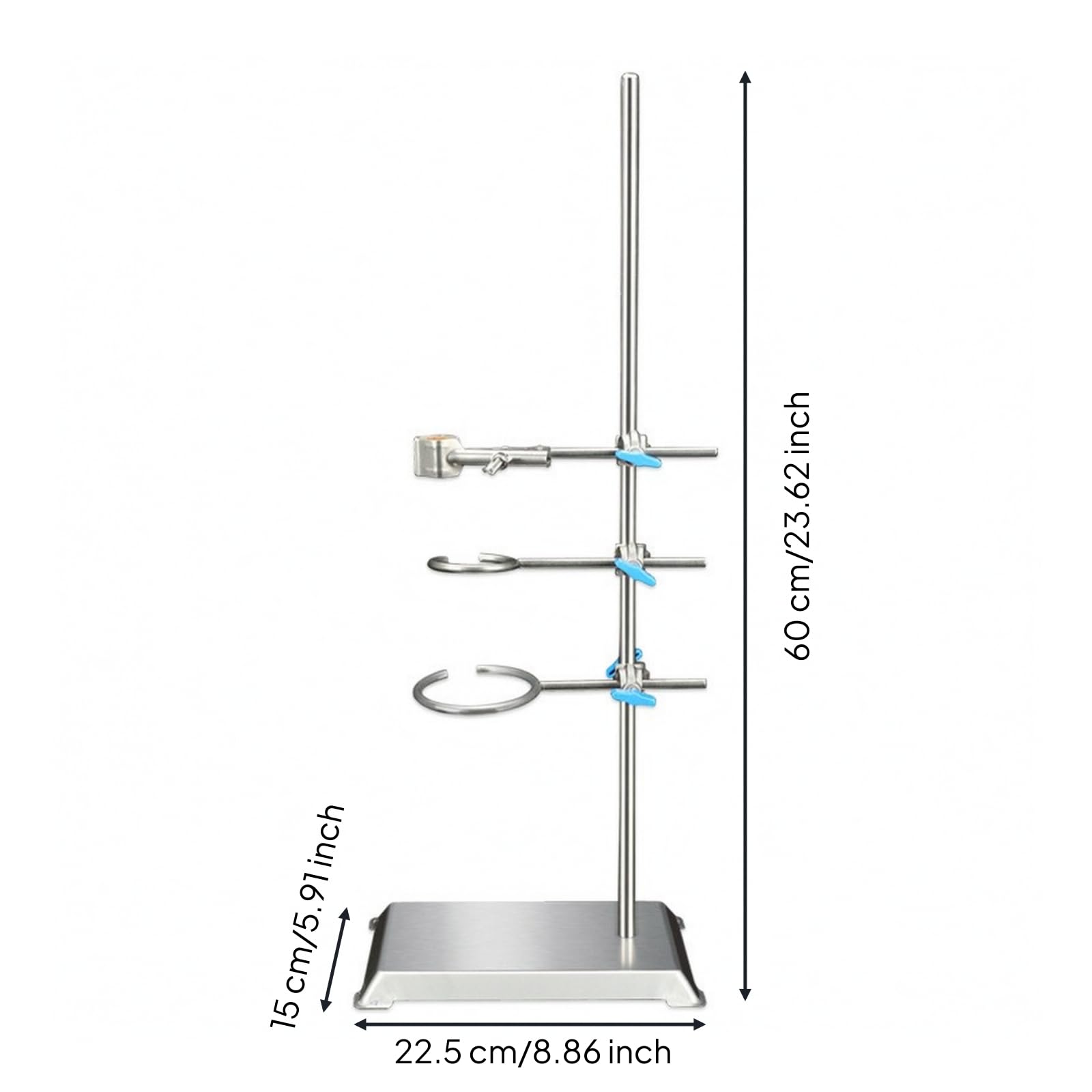 B Baosity Soporte de Laboratorio Soporte Estativo con Base Pesada Varilla Resistente Aros para Matraz y Vaso Abrazaderas con Tornillo Acero Inoxidable Fácil