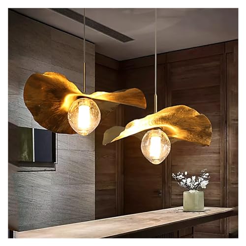 Générique Lampes suspendues LED en forme de feuille de en laiton, luminaire décoratif d'intérieur, idéal Compatible with un Restaurant, une Table basse,...