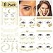 Produktbild DYFFLE 8 Stück Festival Glitzer Gesichts Tattoo, Flash Tattoos Face Tattoo Wasserdicht Temporäre Tattoos Aufkleber für Festival Accessoires, Festival Tattoos für Festival Kleidung Dame Frauen Mädchen