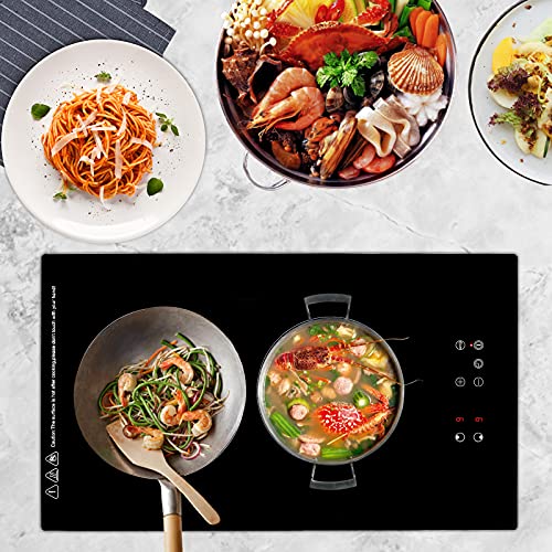 12 Inch Electric Cooktop 3000W Electric Radiant Cooktop 2 Burners Ceramic Cooktop Smooth Surface With Touch Sensor Control Child Safety Lock,Timer, 9 Heating Level,240V Smooth Tempered Glass Surface #TOP5