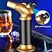 Candle Grill Butane Lighter Windproof Dual Jet Torch Lighter with Flame Lock and Adjustable Flame Zinc Alloy Material(Black)