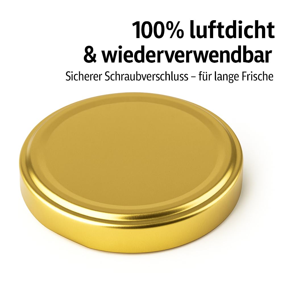 Einmachgläser mit schraubdeckel 900 ml 24er Set mit goldenen Deckel fi82 Einmachglas Einweckgläser - Vorratsgläser Glas luftdicht Twist Off - für Gurken Paprika Kompott Marmelade Honig Einmachen