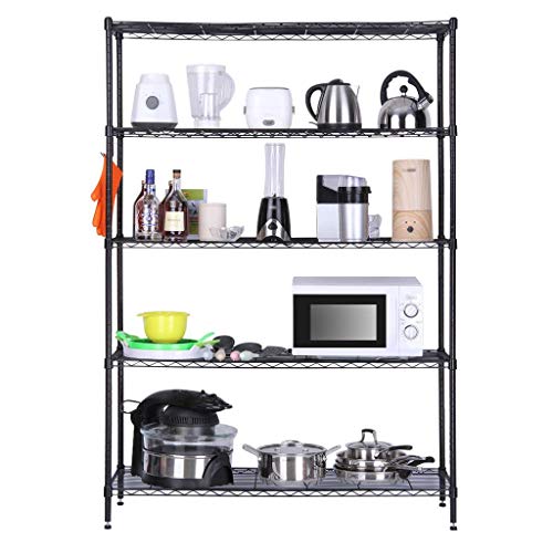 Image of Callas Commercial Grade Heavy-Duty 5-Tier Height Adjustable Rack, Load Capacity 125 Kg per Shelf (Black | 90 x 35 x 180 cm)