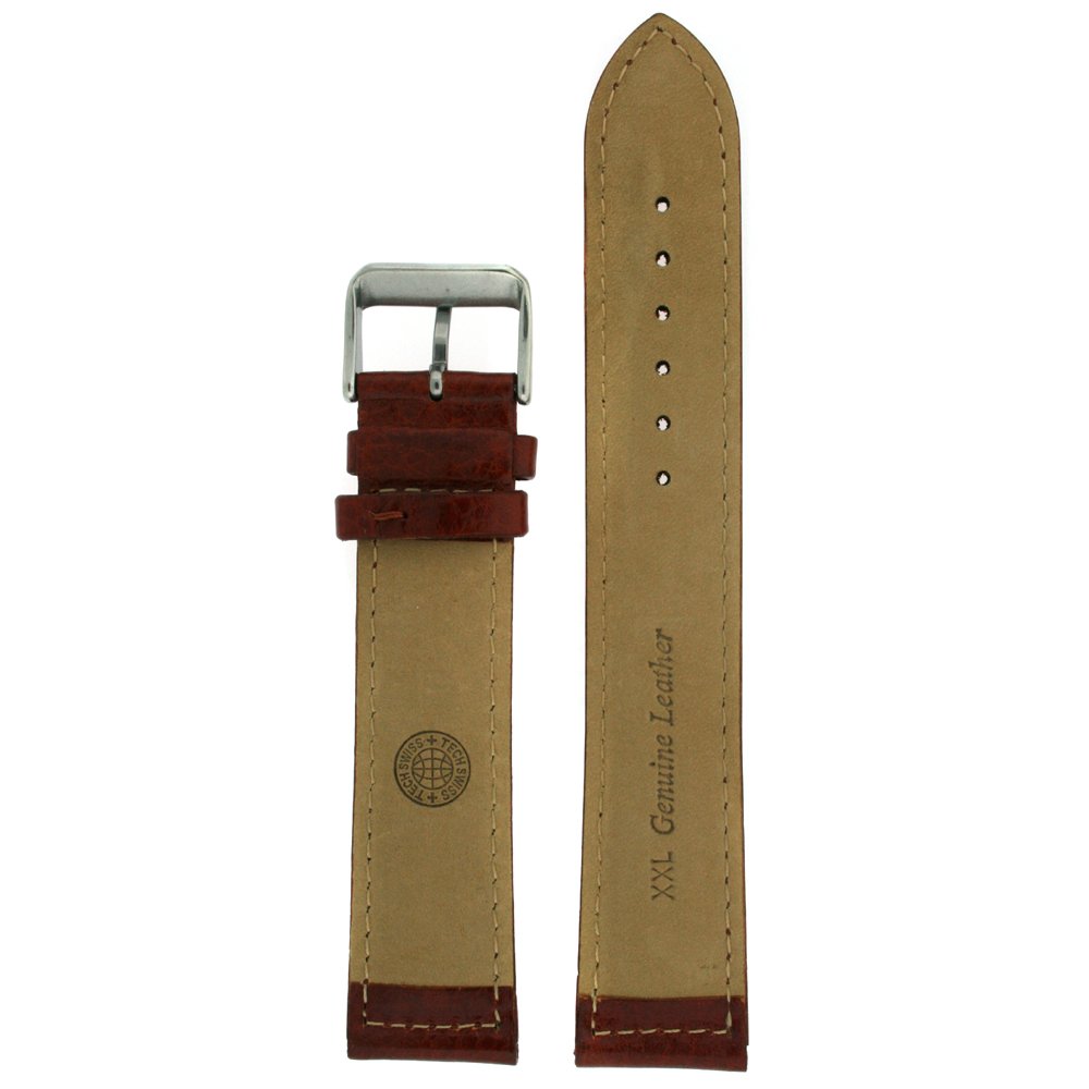 Tech Swiss Extra Long Watch Band Leather Light Brown Padded 22 millimeters