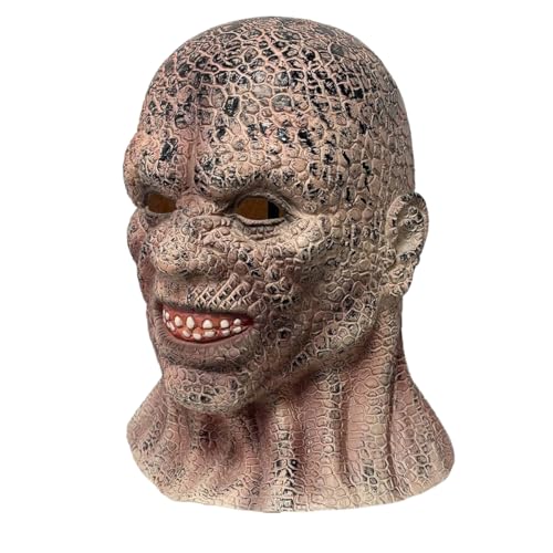 eLymwoo Costume de crocodile pour homme, masque de cosplay pour reptile, masque complet en latex de crocodile, détails réalistes du visage