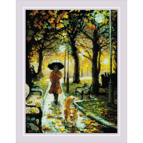 Image of RIOLIS - Night Park 2064, Cross Stitch Kits 11 inch x 15 inch, Cross Stitch Kits for Beginners & Advanced, Crossstitching Kit Adult, Embroidery Counted Stitching Kit