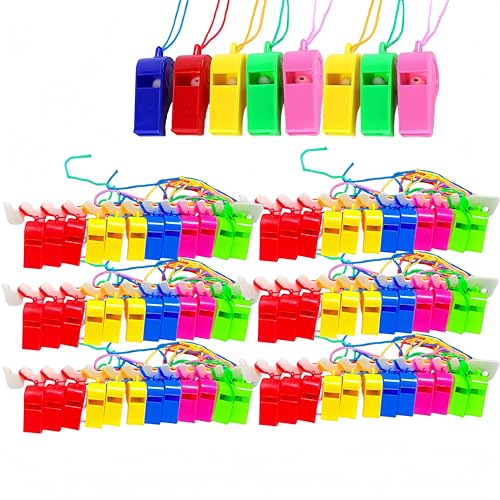 HJYDGJ Silbato de plástico, Silbato Deportivo, Silbato de Colores, Silbato Deportivo para árbitro, Silbato con cordón, Silbato de plástico de Colores, Silbato para niños (80)