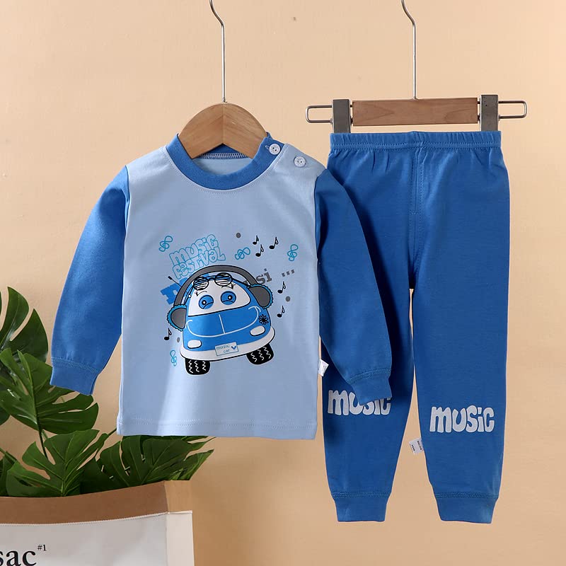 Image of Bold N Elegant Cute Car JCB Cartoon Printed Tshirt Pyjama Set for Little Boy Girl Baby Clothing Set Tee Pant Newborn Gift Set