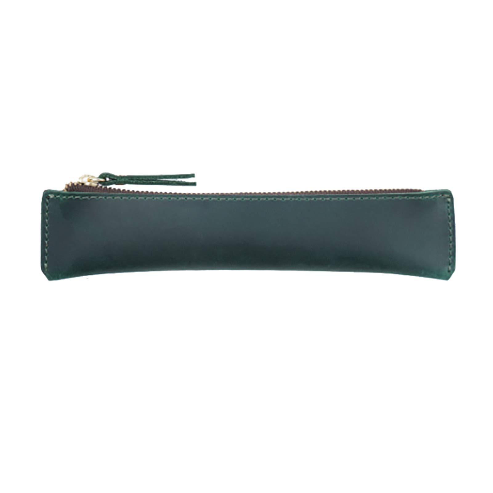 Astuccio in pelle, astuccio piccolo, Astuccio in vera pelle con cerniera Multicolor 19x4cm(Green)