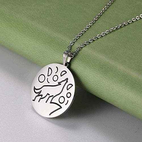 huangxuanchen co.,ltd Collar Lone Howl Wolf Animal T Collar Hombres Mujeres Amuleto Acero Inoxidable Inicial Ajustable Cadena Collares Regalo De La Joyería