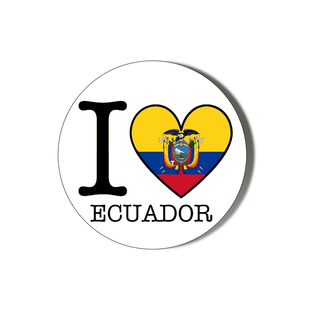 I LOVE ECUADOR FLAG HEART SHAPED DESIGN 38mm Round Fridge Magnet