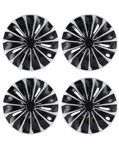 Image of ABX Hubcap Wheel Covers Hub Caps 15 Inch Set of 4 Black & Silver Universal Wheel Rim Cover R15 Stylish Car Decor Wheel Covers for Toyota Camry Nissan Mazda (TT Black & Silver, 15 inch)
