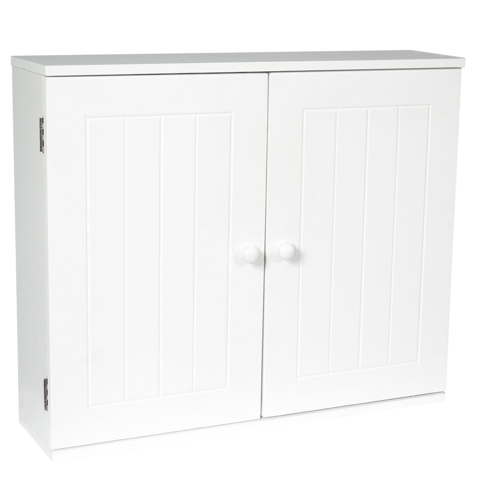 Bath Vida Double Door Wall Mounted Bathroom Cabinet, Wood, White
