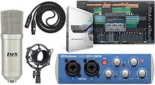 Presonus AudioBox 96 Audio USB 2.0 Recording Interface and Studio One Artist Software kit with Condenser Microphone Shockmount, and XLR Cable (Interface Color May Vary in Blue or Black)