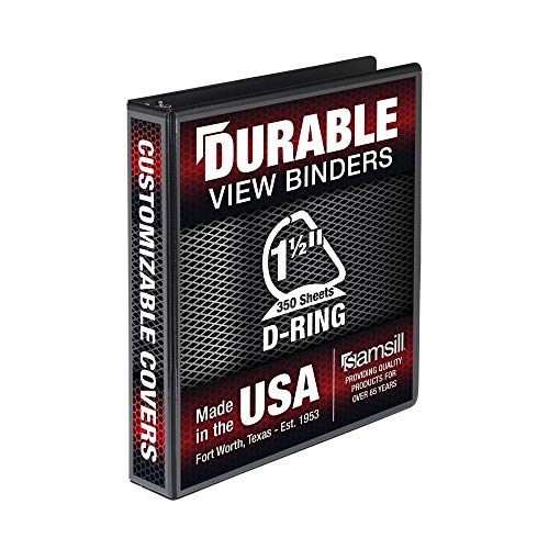 Image of Samsill Durable 1.5 inch 3 Ring Binder, Made in USA, D Ring Binder, 100% Recycled Chipboard, Black, Pallet of 480 Binders in 40 Cartons