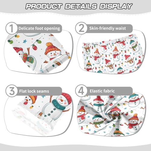 Girls Leggings Soft Toddler Ankle Length Bottoms Christmas Snowmen Kids Dance Yoga Pants 4-10 Years3