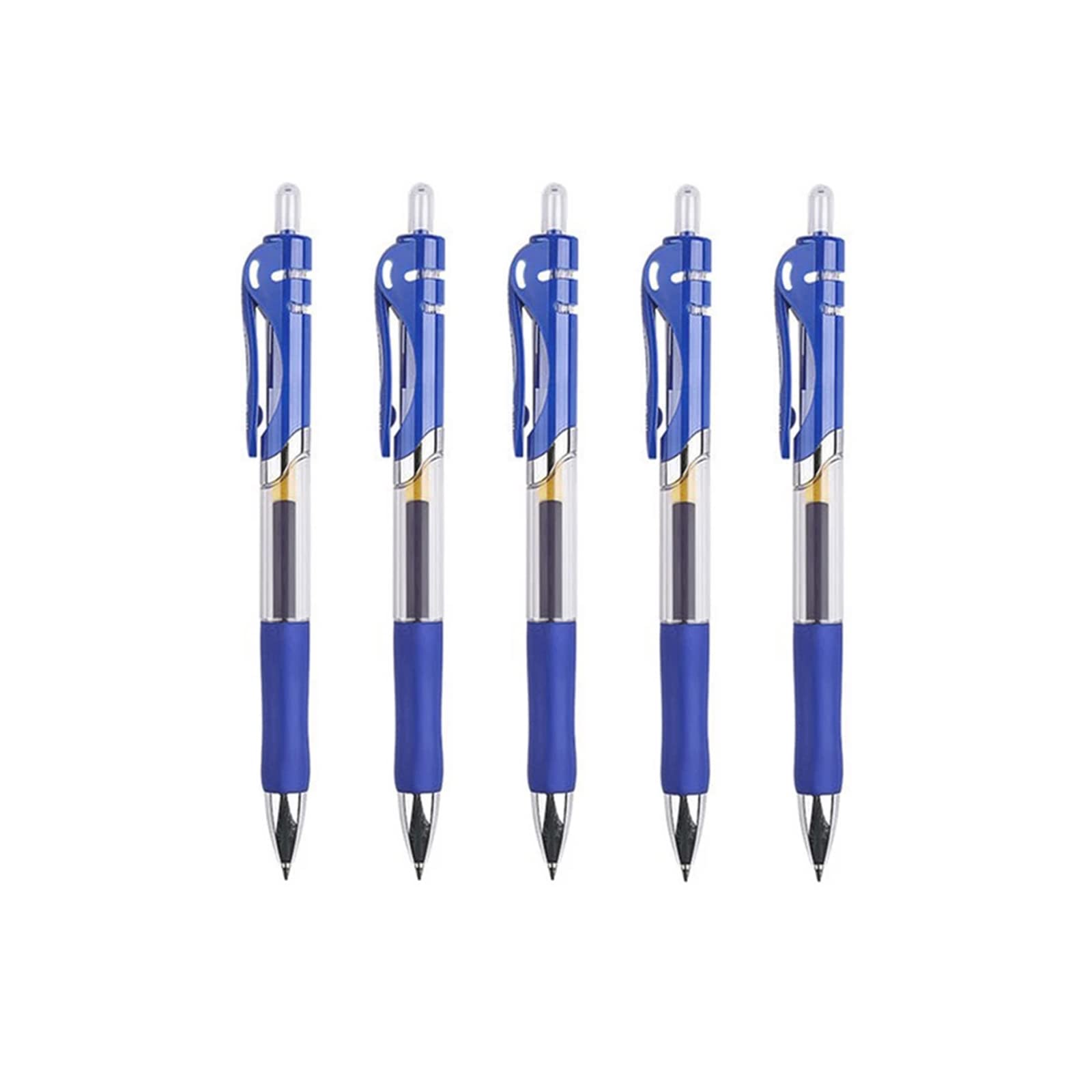 Retractable Liquid Gel Ink Pen - 0.5mm Bullet Tip Smooth Gel Pens Retractable Rollerball Gel Pen for Adult Writing Note Taking School & Office Supply 5PCS Blue