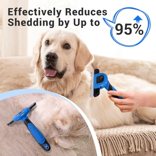Image of MIU COLOR Pet Grooming Brush, Deshedding Tool for Dogs & Cats, Navy Blue