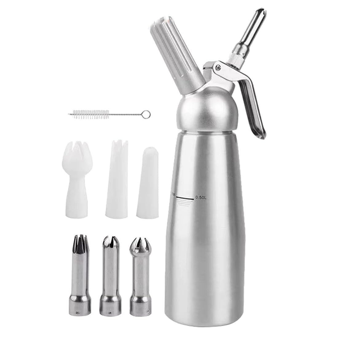 Dispenser per Panna Montata Portatile da 500 Ml in Alluminio, Sifone per, Bottiglia A Pressione per Decorare Torte, Strumento da Cucina per Dessert.