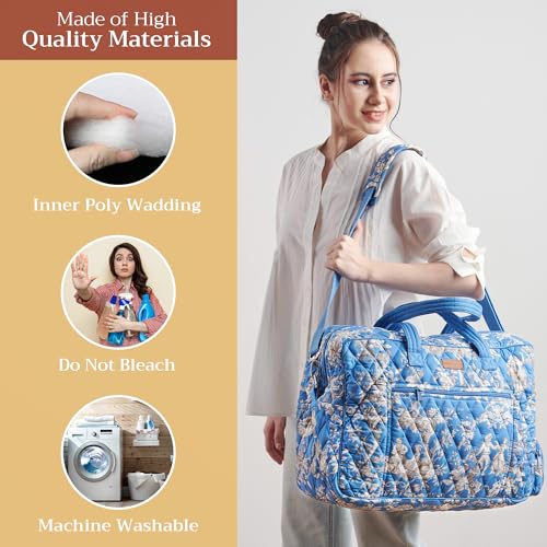 Maison d' Hermine Weekender Bags for Women Cotton Quilted Duffel Overnight Luggage Weekend Bag for Men Gym Sports Gifts Travel Business Travellers Family Trip (Joli Jouy)3