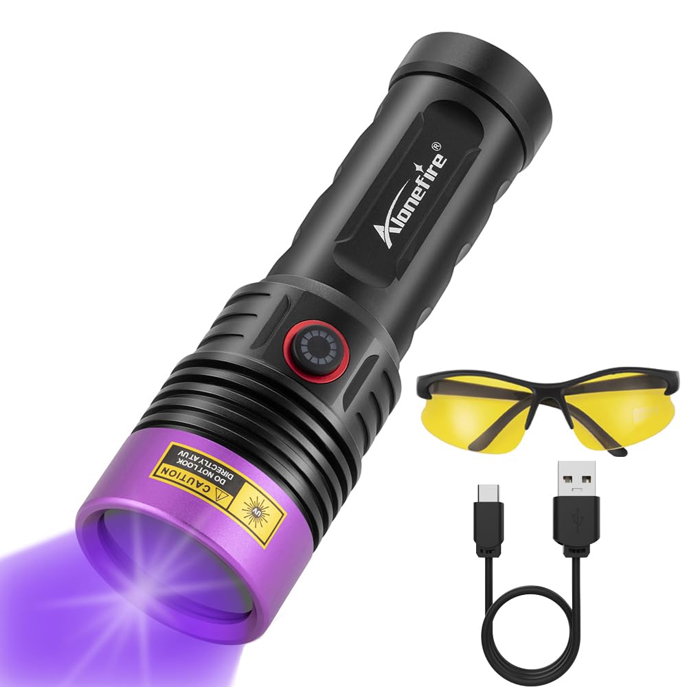 ALONEFIRE SV53 15W 365nm UV Flashlight USB Rechargeable Ultraviolet Black Light Pet Urine Detector for Resin Curing, Fishing, Scorpion, Dry Glue, Minerals with UV Protective Glasses, Battery Included-image-19