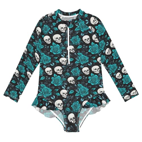 Girls Long Sleeve Rashguard Swimsuit UV Protection One-Piece Swimwear Bathing Suit B0404478