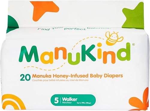 Miniatura 14 de ManuKind Pañales para bebé, infusión de miel de manuka, ultra suaves, materiales a base de plantas, comodidad de secado rápido, protección contra