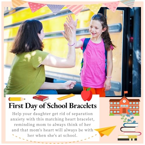 Separation Anxiety Present Back to School Bracelet Mommy and Me, First Day of Kindergarten/School Bracelet Gift2
