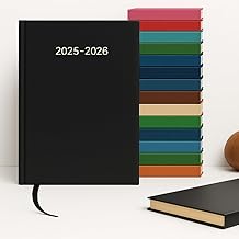Top Sale 2025-26 A4 Page Per Day Academic/Mid-year Diary with Hardcover and Matching Ribbon - Black