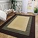 Rubber Backed Area Rug, 39 x 58 inch, Brown Beige Border Striped, Non Slip, Kitchen Rugs and Mats