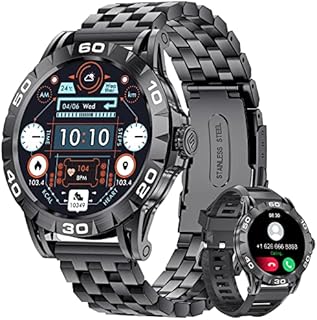 Smartwatch Herren mit Telefonfunktion,1.32 Zoll HD Touchscreen Armbanduhr Herren mit Herzfrequenz Schlafmonitor 100+ Sportmodi, IP67 Wasserdicht Schrittzähler Fitness Tracker iOS Android, Schwarz