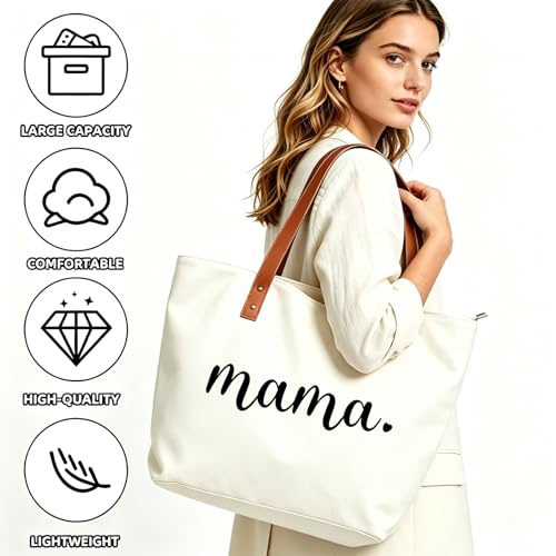 Skdgih Mama Canvas Tote Bag for New Mom Gifts, Work & Travel Everyday Tote Bag for Daily Essentials — view 3