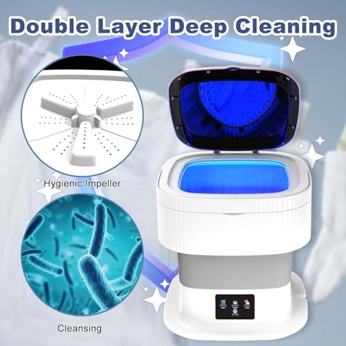 Image of Portable Washing Machine, 16L Mini Washing Machine With Spin Basket, Small Portable Washer Machine Suitable for Underwear Small Clothes Dryer Deep Cleaning for Underwear Washing Machine A2