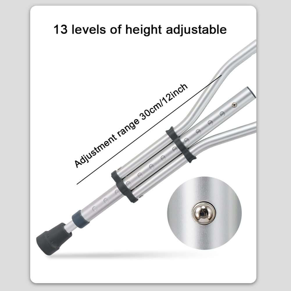 Stampelle Ascellari Pieghevoli per Adulti, Stampelle Ortopediche Mediche Regolabili in Alluminio con Comode Imbottiture Ascellari e Maniglie, Altezza Applicabile da 140-200cm (Size : 1 Count)