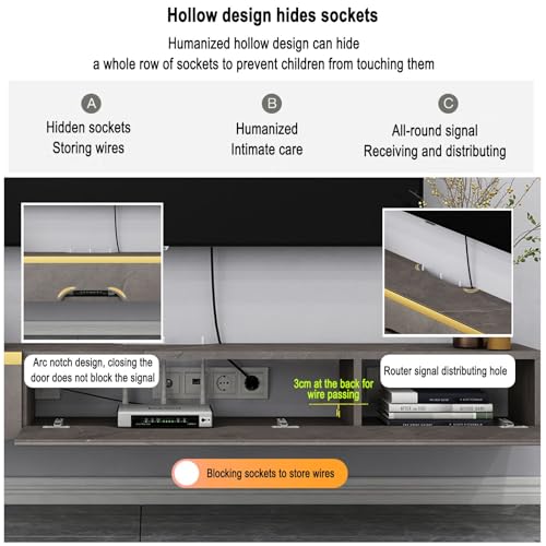 Wandmontierter TV-Ständer mit Schubladen, stilvolle Unterhaltungskonsole für Wohnzimmer, moderner hängender Media-Center-Schrank, platzsparendes Design