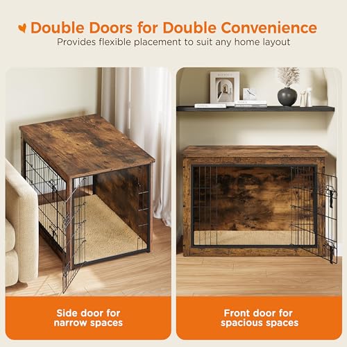 Image of Yaheetech 38in Wooden Dog Crate Furniture w /Cushion for Medium /Large Dogs