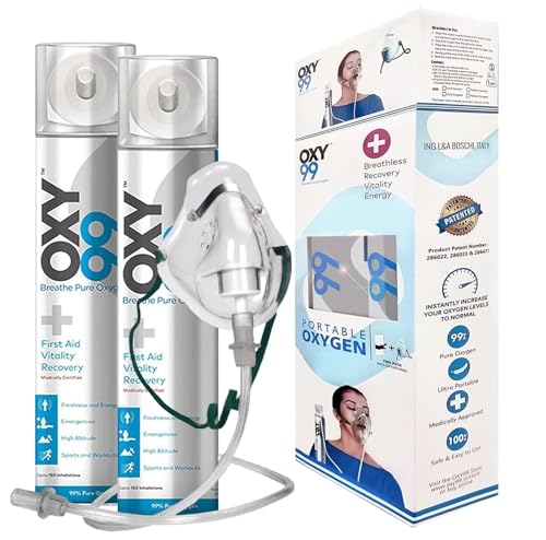 Image of OXY99 Light Weight Oxygen Cylinders Pack of 6, Oxygen Cans for Home, Oxygen Cans for Travelling, Trekking High Altitude Mountains | Fitness | Home Use for Patient | Emergency Use| Adventures Sports