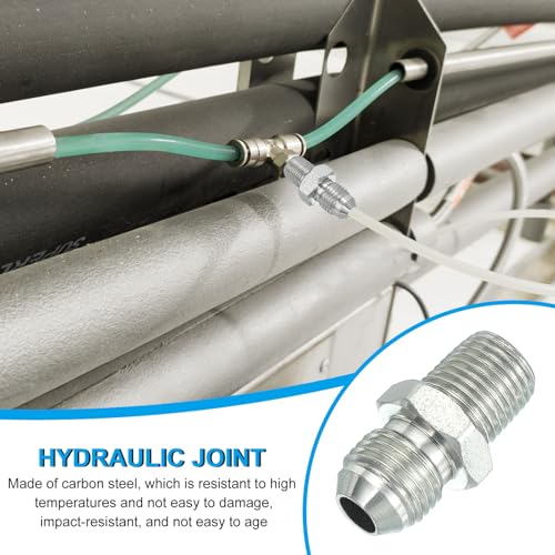 Image of PATIKIL Pipe Adapter Connector 9 /16 inch Male 74 Flare JIC x 1 /4 inch Male R Pipe Fitting 2 Pcs Oil Feed Restrictor Fitting Hydraulic Connector for Oil Steam Water Pipelines System